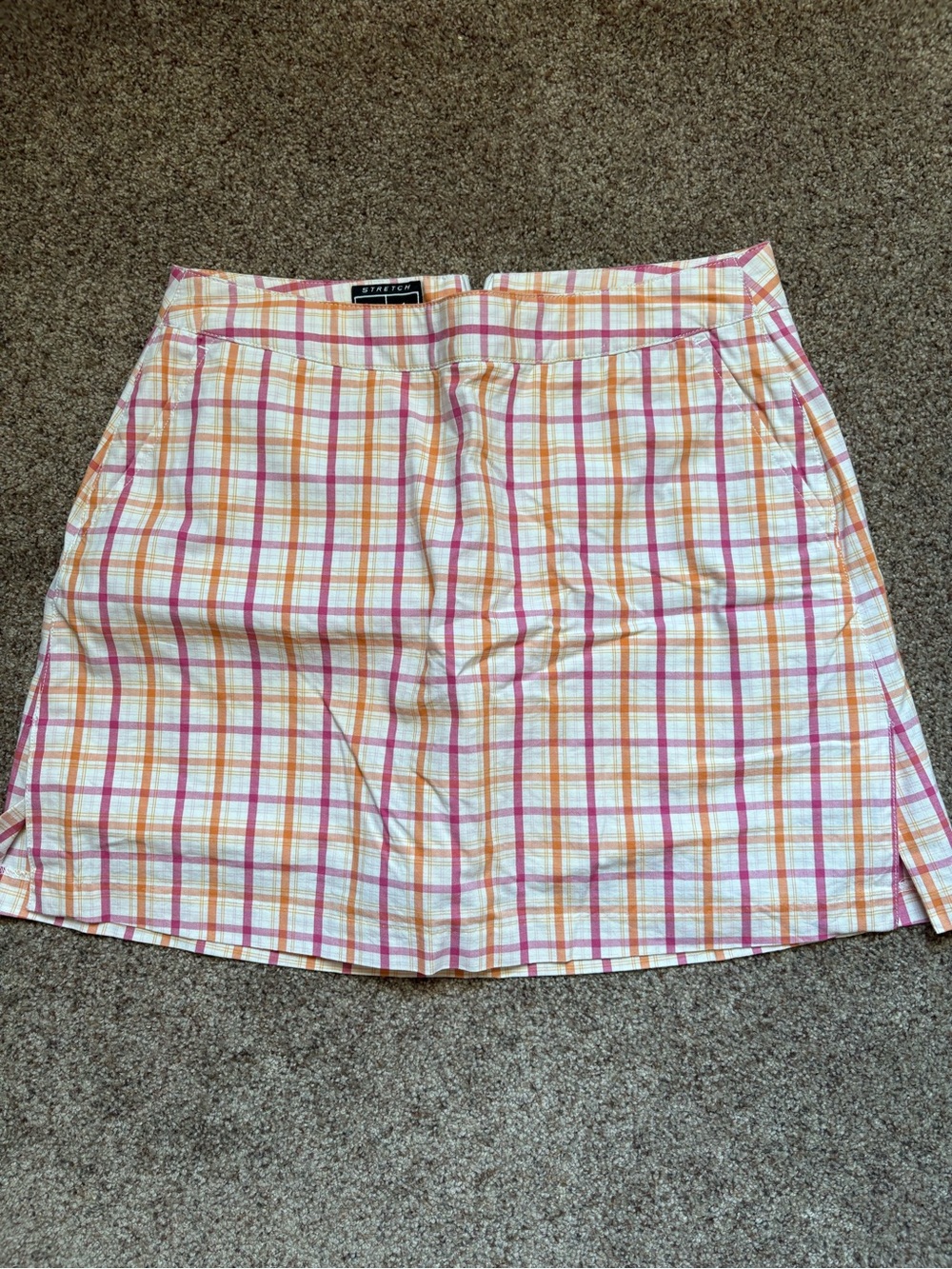 adidas Plaid Mini Skirt in Pink and Orange Windowpane